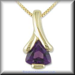 Enchanting Genuine Trillion Cut Gemstone Pendant 14K Yellow or White