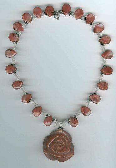 Feminine Floral Cherry Quartz Necklace by Sarah Ann