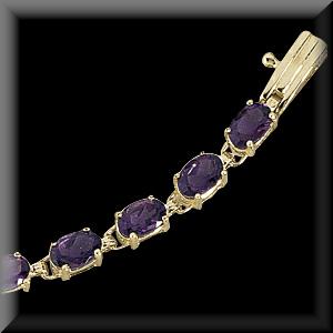 Stunning Quality Genuine Amethyst Tennis Bracelet 14K Gold