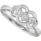 Sterling Silver Diamond Single Heart Promise Ring .05ct