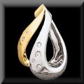 Two Tone Tear Drop Shaped 14K Diamond Slide Pendant