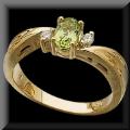 Oval Peridot Garnet Citrine Amethyst or Blue Topaz & Diamond Ring 14K