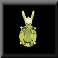 Genuine Oval Peridot,Garnet or Amethyst & Diamond Pendant in 14K  Gold