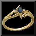 Lovely 14K Genuine Marquise Blue Sapphire and Diamond Ladies Ring