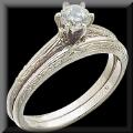Elegant Antique Reproduction Platinum Solitaire Diamond Bridal Set