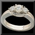 Classy Platinum and Three Diamond Engagement Ring Bridal Set