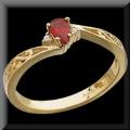 Pear Shape Genuine Ruby Ring for Her 14K Yellow Gold