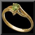 Precious Pear Shape Genuine Peridot Ring in 14K Yellow Gold
