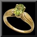Stunning Genuine Faceted Oval Peridot Ring 14K Yellow Gold