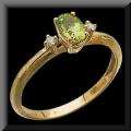 Classic Genuine Peridot and Diamond Ring 14K Yellow Gold
