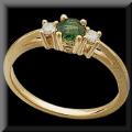 Lovely Genuine Emerald and Diamond Ring 14K Gold