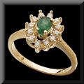 Stunning Genuine Emerald and Diamond Ring 14K Gold