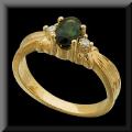 Classic Genuine Green Tourmaline & Diamond Ring 14K