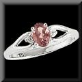 Genuine Pink Tourmaline Ladies Ring in 14K White Gold