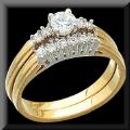 Classic Diamond Engagement Ring Bridal Set 14K Yellow Gold