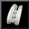 Stunning Three Stone Diamond Pendant or Slide 14K White or Yellow Gold