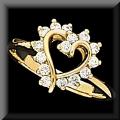 Romantic Heart Design Diamond Cluster Ring 14K