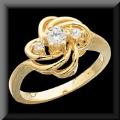 Classy Three Stone Diamond Swirl Ring 14K