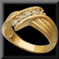 Diamond Diagonal Swirl Cluster Ring 14K