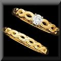 Celtic Swirl Diamond Engagement Ring and Matching Wedding Band in 14K