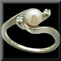 Classic Ladies Pearl and Diamond Ring in 14K White or Yellow Gold