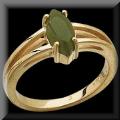 Charming Ladies Genuine Green Jade Ring 14K Gold