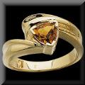 Unique Trillion Cut Genuine Citrine Ring in 14K Yellow Gold