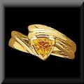 Unique Trillion Cut Genuine Citrine Ring in 14K Yellow Gold