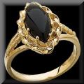 Alluring Genuine Black Onyx Ladies Ring in 14K Yellow Gold