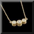 Three Stone Diamond Pendant Bezel Setting 14K Yellow Gold