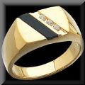 Dashing Men's Black Onyx and Diamond Ring 14K