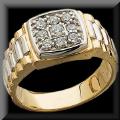 Men's Rolex Link Style Diamond Cluster Ring in 14K Gold