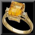 Stunning Emerald Cut Genuine Citrine Ring 14K Gold