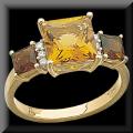Lovely Square Cut Genuine Citrine Ring 14K Gold