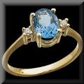 Stunning Oval Swiss Blue Topaz and Diamond Ring 14K Gold