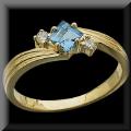Modern Square Cut Medium Swiss Blue Topaz and Diamond Ladies Ring 14K