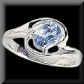Lovely Oval Cut Medium Swiss Blue Topaz Ladies Ring 14K White Gold