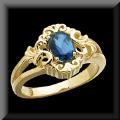 Antique Style Oval Cut London Blue Topaz Ladies Ring 14K