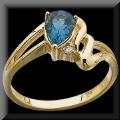 Beautiful Pear Shape London Blue Topaz Ladies Ring 14K
