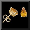 Beautiful Pear Shape Gemstone Citrine Quartz Earrings 14K
