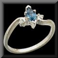 Marquise Cut London Blue Topaz and Diamond Ladies Ring 14K White Gold