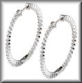 product thumbnail for Sterling Silver Hoop Earrings with Cubic Zirconia 1 1/2 inch
