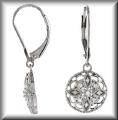 product thumbnail for Sterling Silver Filigree Circle Diamond Lever Back Dangle Earrings