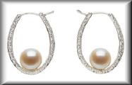 product thumbnail for Sterling Silver White Fresh Water Pearl Hoop Earrings