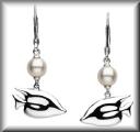 product thumbnail for Sterling Silver Sunfish Fresh Water Pearl Lever Back Dangle Earrings