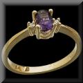 Lovely Petite Oval Amethyst and Diamond Ring 14K Yellow Gold