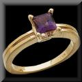 Stunning Petite Square Cut Amethyst Ring 14K Gold