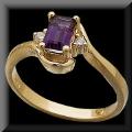Pretty Emerald Cut Amethyst and Diamond Ring 14K Gold