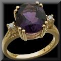 Gorgeous Large Oval Amethyst and Diamond Ring 14K Gold