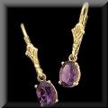 Genuine Amethyst Lever Back Dangle Earrings